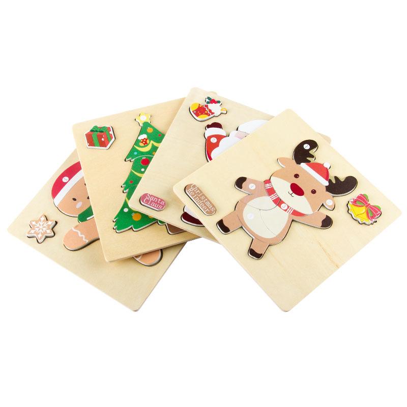 Children's Educational Wooden Christmas Puzzle: Montessori 4-in-1 Toy for Boys and Girls