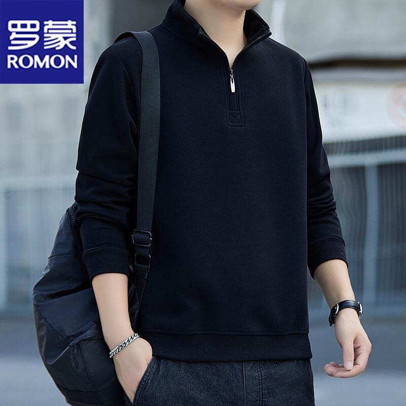 ROMON Men's Long-Sleeve Half-Zip Stand Collar Sweatshirt