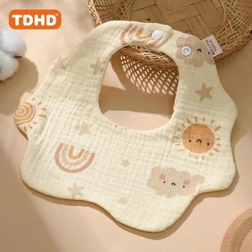 TDHD BABY Muslin Drool Bibs for Boys Girls 1 Pack, Adjustable Baby Bibs for Drooling and Teething, Soft Cotton Baby Bandana Bibs