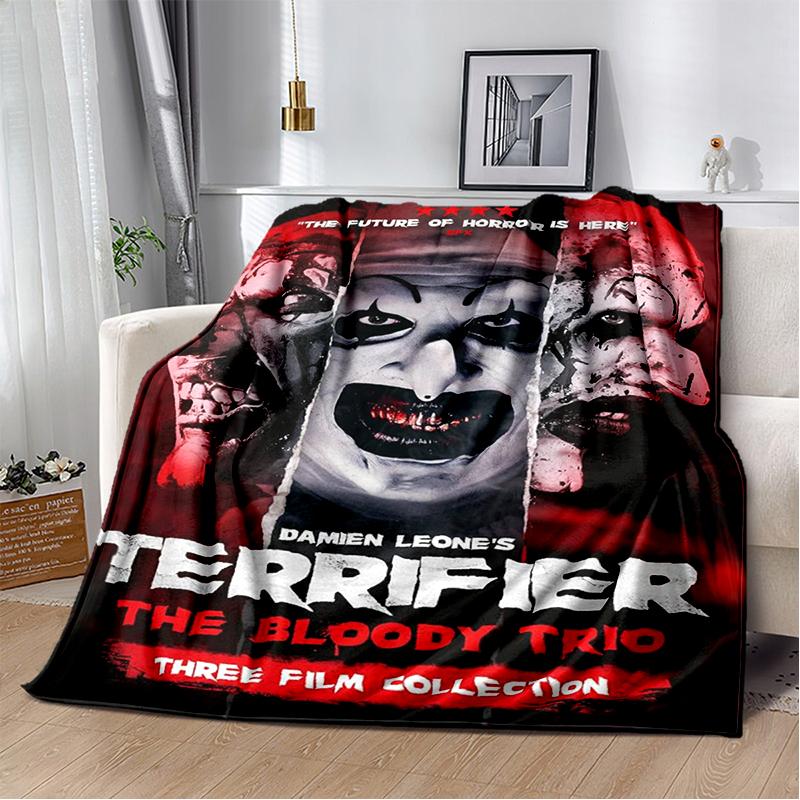29 Styl Terrifier 3 Horrorowy Clown Film Film Kreskówka Miękkie Kocyki, Koc Piknikowy Wygodny Koc na Piknik Łóżka Kanapę Dom