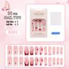 24pcs medium water pipe press on nails with 3D floral design, European & American style false nails for cross-border wholesale.
