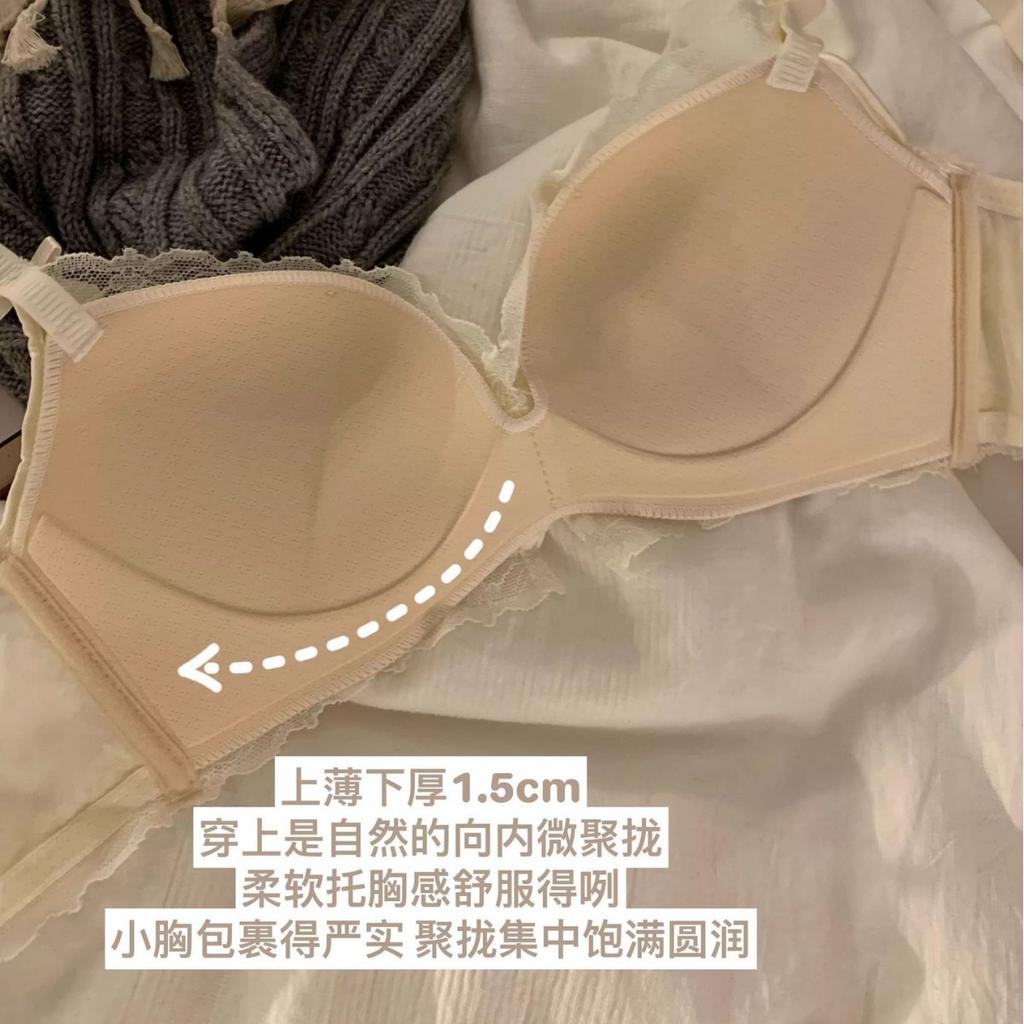 Sexy Lace Underwear Women's Small Breasts Gather and Show Large Breasts, Anti-sagging Pure Desire Wind French No Steel Ring Bra