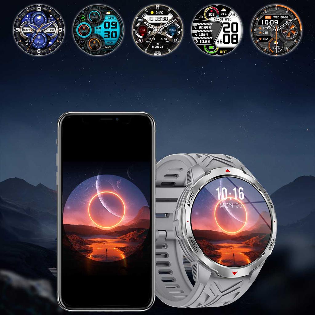 2025 New 1.7-inch Smart Watch Men 1100mAh High-Capacity Battery LED Torch & Compass 3ATM & IP68 Bluetooth Call Sports Smartwatch