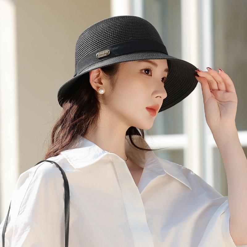 

Sun Protection Straw Hat For Women Summer Outdoor Sunhat With Wide Brim And Breathable Polyester Fabric чорний