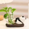 Desktop Glass Planter Vase Holder Small Cute Ceramic Panda Hydroponic Vase Decorative Flowers Plants Pot for Desk Table