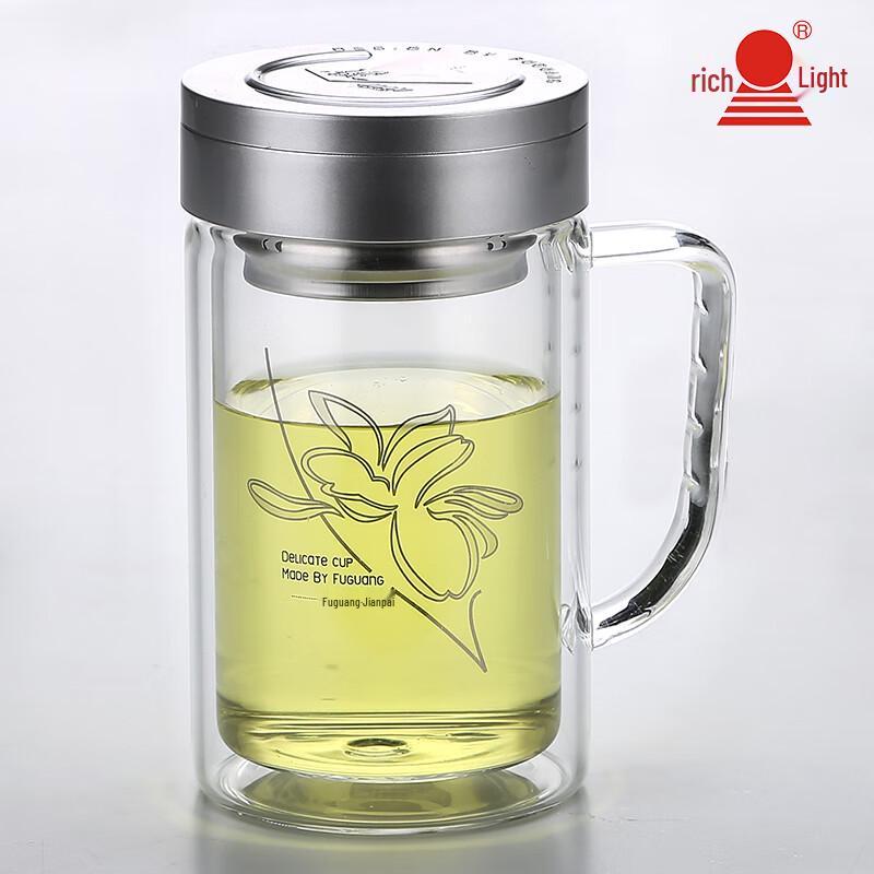 FUGUANG Double-Wall Glass Tea Infuser Mug