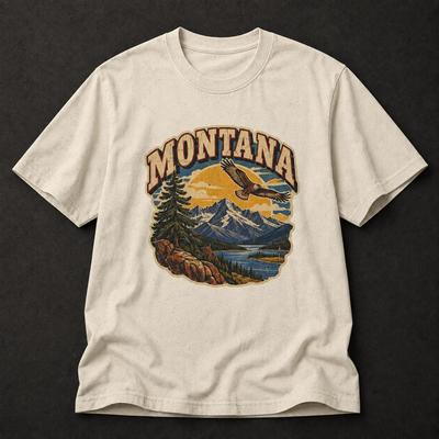 Montana Shirt, Vintage Montana T-Shirt, Rocky Mountain Graphic Tee, Eagle Nature Shirt, Western Outdoor Travel Gift