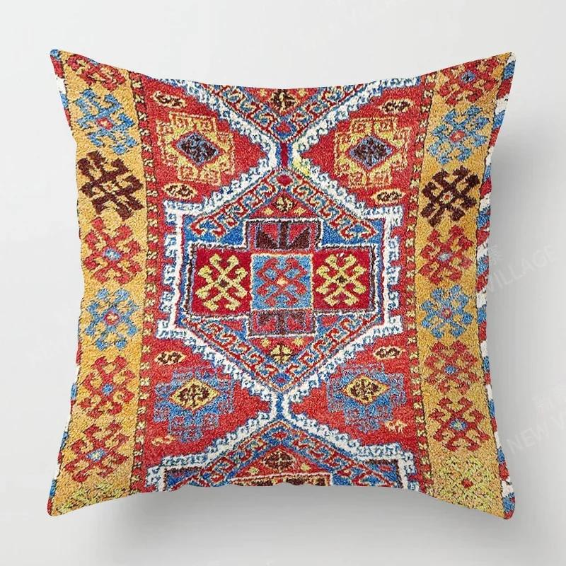 Home Decor Colorful Ethnic Pattern Digital Print Pillow Covers Pattern Cushion Cover Suitable for Sofa Bedroom Car Pillow Cover