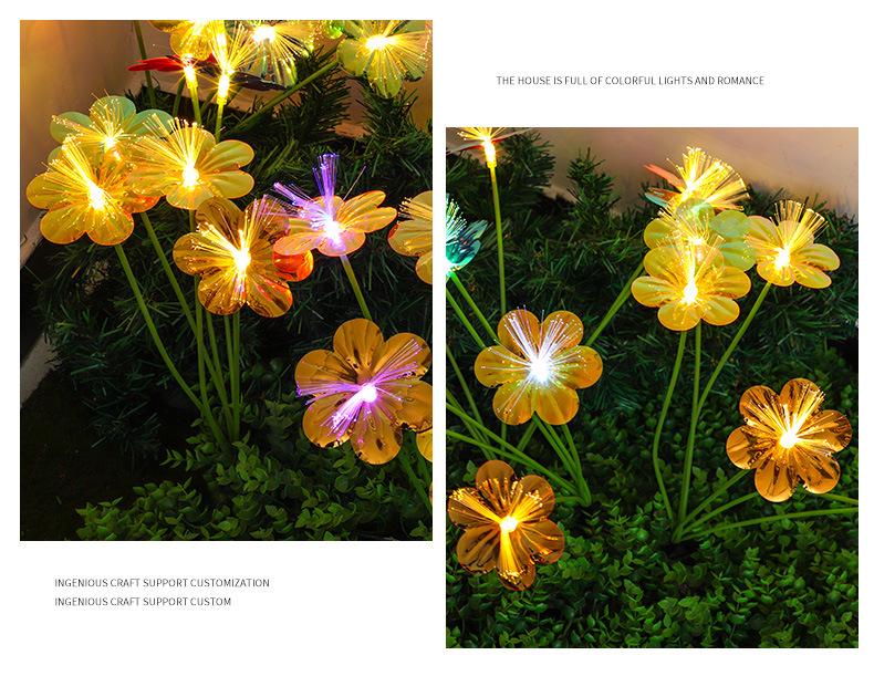 Stainless Steel LED Solar Courtyard Light - Waterproof Outdoor Fiber Optic Flower Ground Plug for Villa Garden Atmosphere