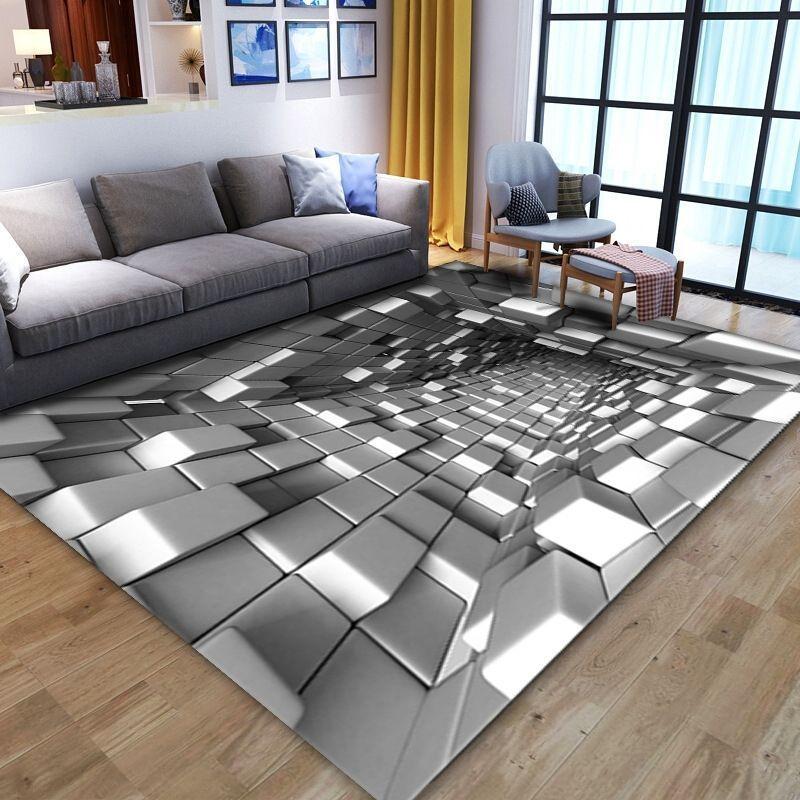 3D Vizuálna Obývacia Izba Veľký Koberec Spálňa Dekoratívna Podložka na Podlahu Absorpcia Vody Protišmyková Nechajte v Modernom Ľahkom Luxuse Posteľný Koberček Detská Izba