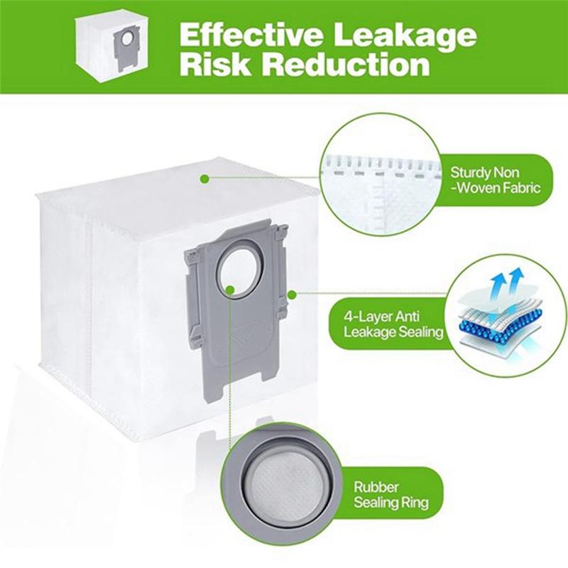 6Pcs Dust Bags Replacement For Roborock S8+ /S8 Pro Ultra / S7 Maxv Ultra / Q5 / Q5+ / Q7+ / Q7 Max+ Vacuum Cleaner Bag