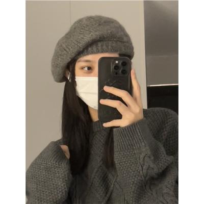 Very Good Beret, Lazy Style Rabbit Fur, Wool Painter Hat, Big Head Circumference, Round Face, Autumn and Winter Hat, Women's High Sense