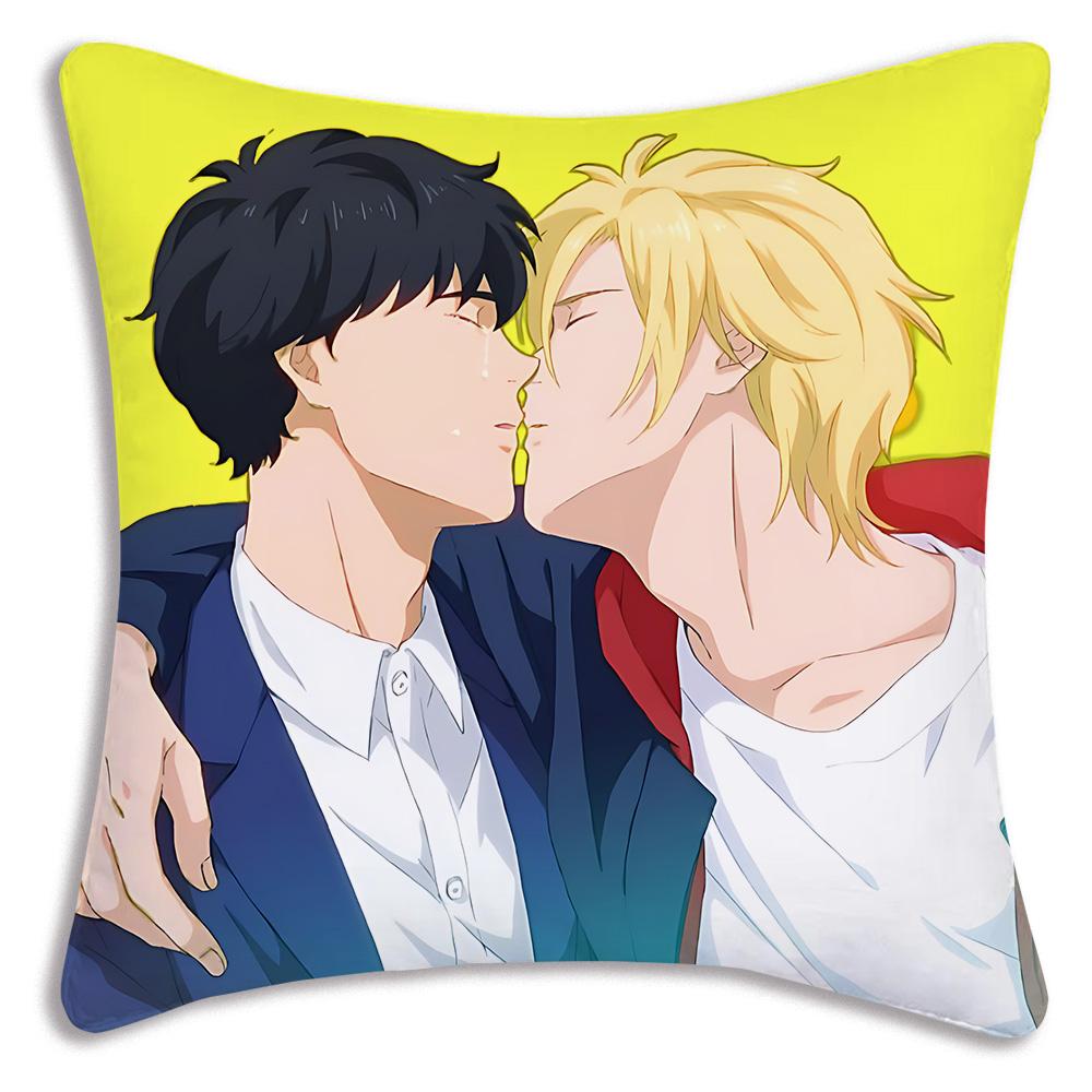 Anime Bananas F-Fish Pillow Covers Cartoon Sofa Decorative Home Double-sided Printing Short Plush Cute Cushion Cover