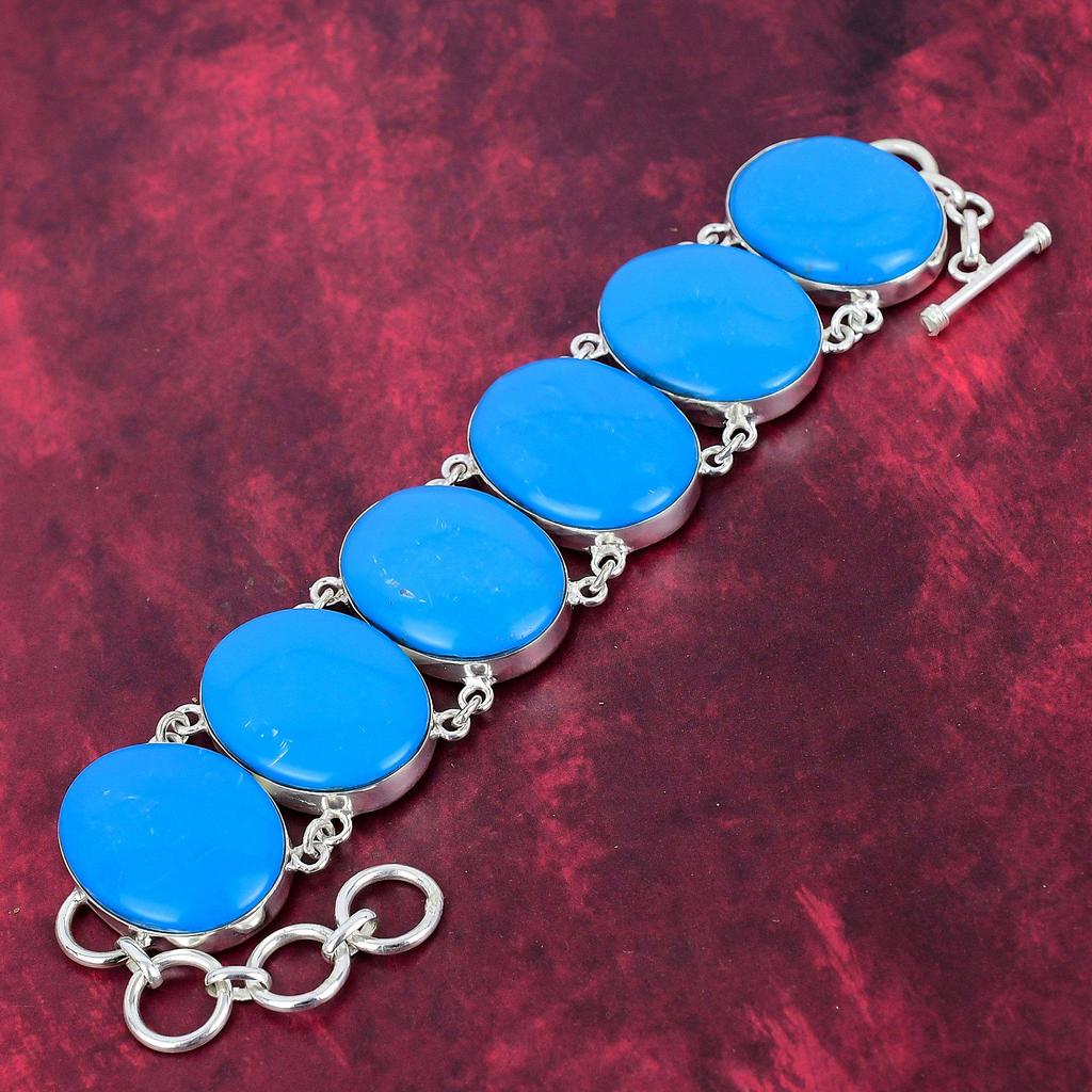 Sleeping Beauty Turquoise Bracelet Whit Adjustable Chain, 925 Solid Sterling Silver Gemstone Jewelry, Handmade Bracelet, For Thanksgiving
