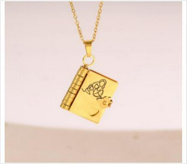 Engraved Titanium Steel Necklace - Fade-Resistant, Emotional Book Pendant, Women's Clavicle Chain Jewelry 
