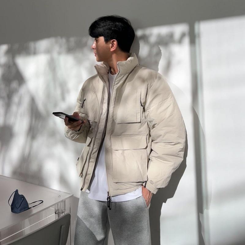 Workwear Stand Collar Cotton Coat Men's Winter Warm Loose Coat Korean Style Trendy Cotton Coat