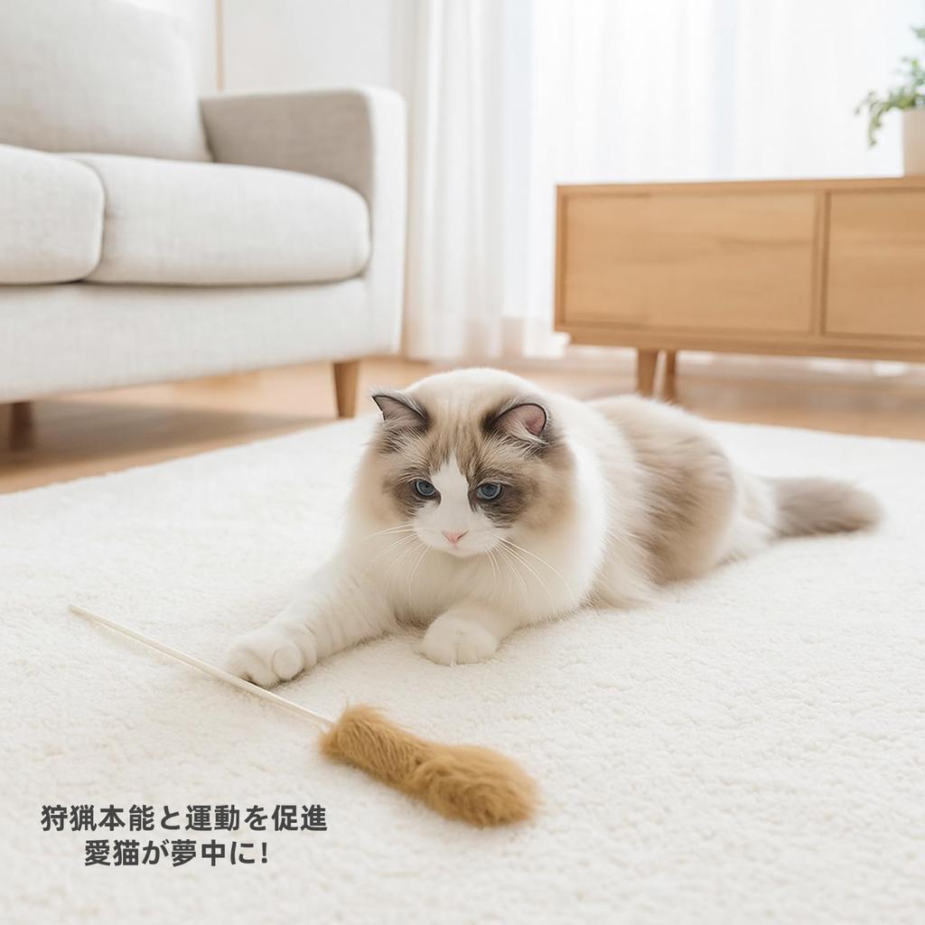 Set mit 5 Katzenspielzeugen aus Kaninchenfell – Federleichte, flauschige Katzenspielzeuge stimulieren den Jagdinstinkt Ihrer Katze, perfekt für Wohnungskatzen, farbenfroh und großartig
