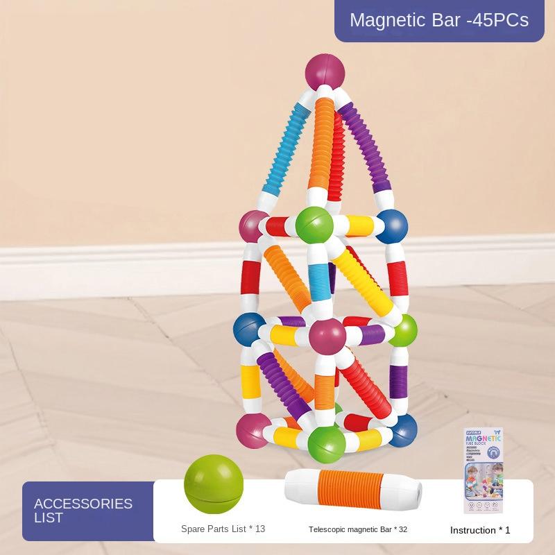 Non-Toxic Childrens Magnetic Building Set Soft Grip Versatile And Scalable Magnetic Rod Blocks Early Education Puzzle Stem Sensory Toy