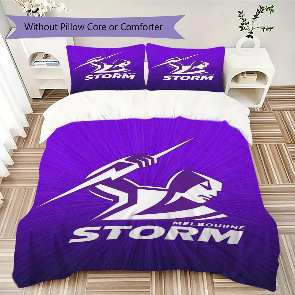 Melbourne Storm Print Pattern Bedding,Quilt Set Quilt Cover Pillowcase Home Birthday Gift (1*duvet Cover+2*pillowcase,without core)ZSJT0917325