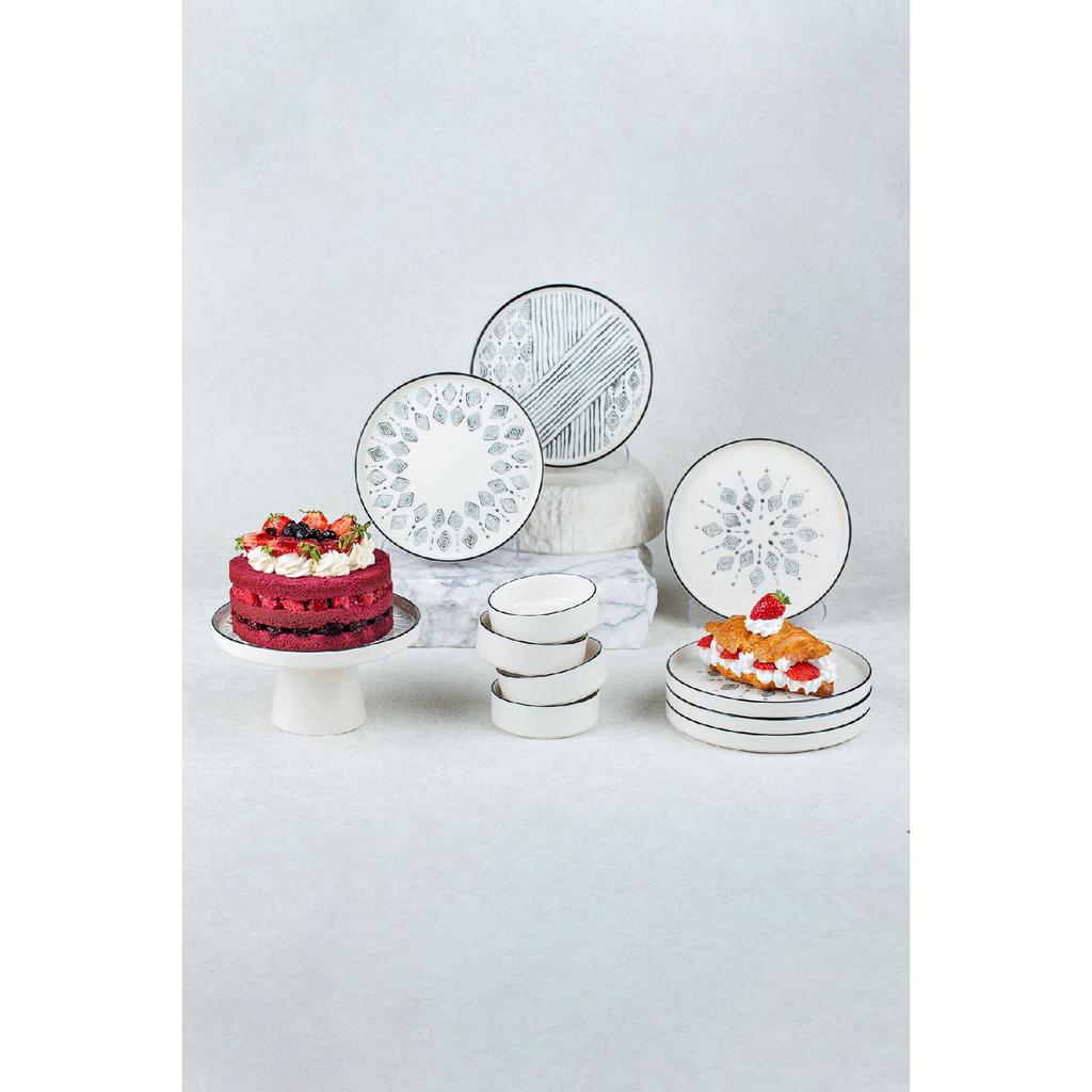 11-delt stablebart etnisk frokostsett for 6 personer med stående serveringsfat - presentasjonssett