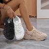 Women's solid color mesh shoes sneakers lace-up thick-soled soft-soled walking comfort shoes low-top breathable training shoes