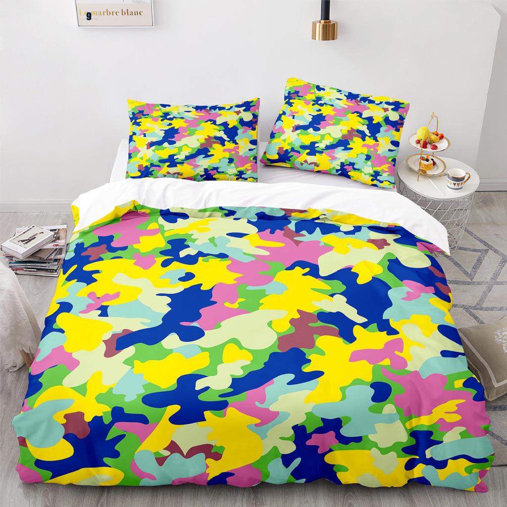 Home Textile Camouflage Quilt Cover Digital Printing Three-Piece Set 3D