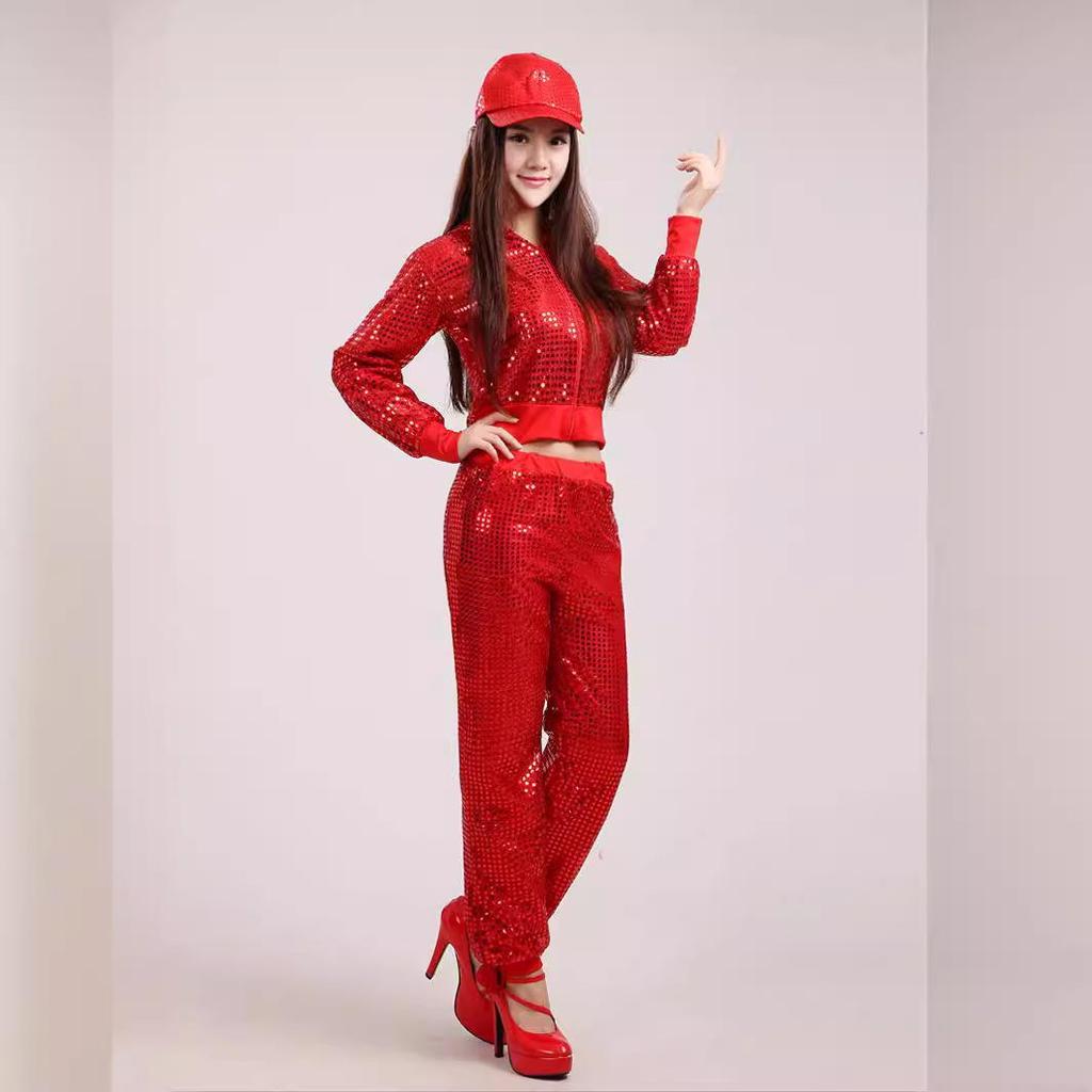 Women's Performance Costumes: Adult Jazz, Modern, Street, and Hip-Hop Sequined Dance Attire