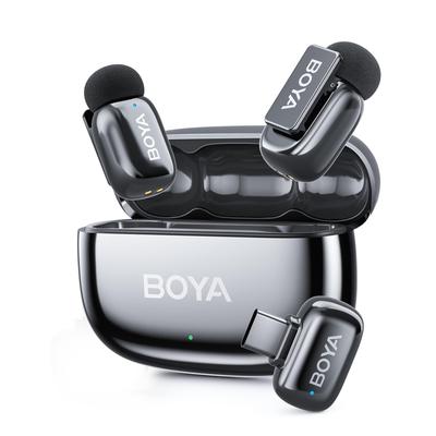 BOYA Mini 2 USB Wireless Lavalier Microphone Compatible with Lavalier 100m Transmission Battery and Noise Reduction Microphone Ideal for Recording