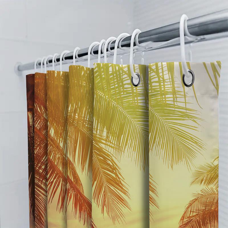 Summer Paradise Shower Curtain Palm Tree Print For Bathroom Decor Beachfront Vibe Coastal Style Home Decoration