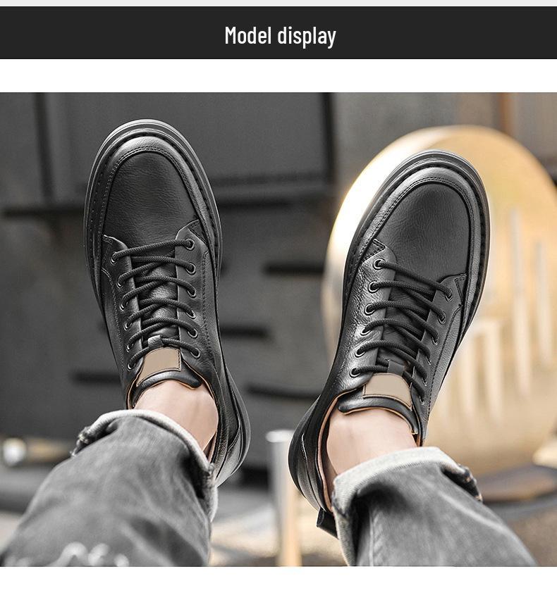 Men's Retro High-Top Shoes with Invisible 6CM Lift - Casual Autumn Trendy Mid-Top Board Sneakers