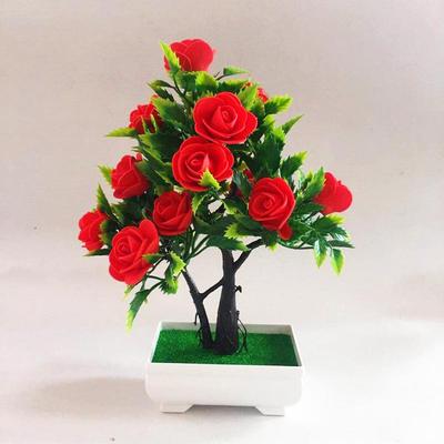 Artificial Flower Plant Rose Potted Bonsai Office Garden Desktop Ornament Decor CDN