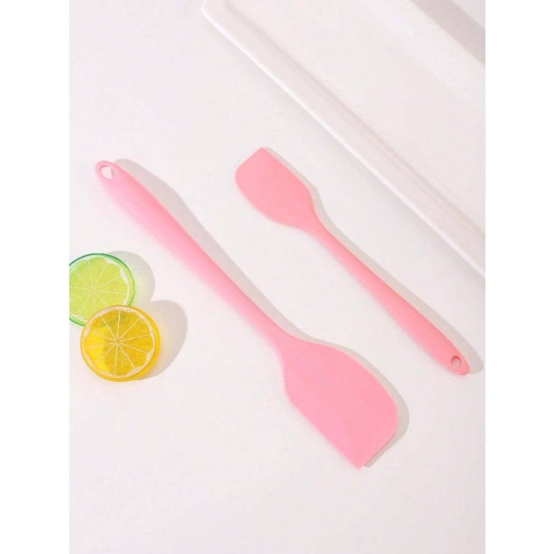 Large Heat-Resistant Flexible Silicone Baking Spatula, Random Color, Easy To Clean, Kitchen Baking Tool, Cream Scraper L розовый