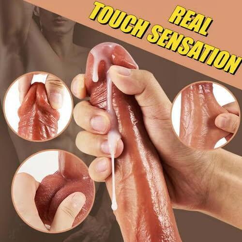 Realistic Female Masturbator Sex Toy Vibrator Heated Stimulator Huge Large Electric Retractable Penis Soft Masturbator Female Masturbator