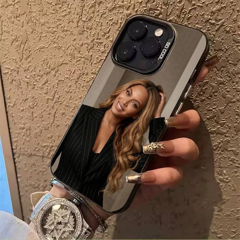 music legend-B-Beyoncé Phone Case For iPhone 17,16,15,14,13,12,11 Plus Pro Max Colored Silver Phone Case