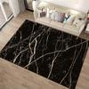 Black Marble Pattern Carpet with Gold Lines, Modern Living Room Rug Suitable for use as an anti-slip for living room bedroom sofas