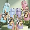 1PC Rock Hand Gesture Art Print 750ml Color Plastic Sports Water Bottle Leakproof Flip Straw Lid Suitable for Sports Office Home Use