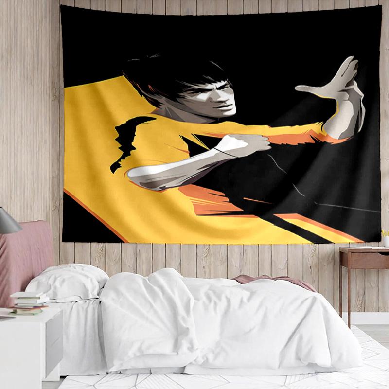 1 Pieza Tapiz de Secado Rápido con Pose Dinámica de Bruce Lee, Tapiz de Diseño Único, Adecuado para Dormitorio, Sala de Estar, Sala de Juegos, Cálidos Regalos Navideños