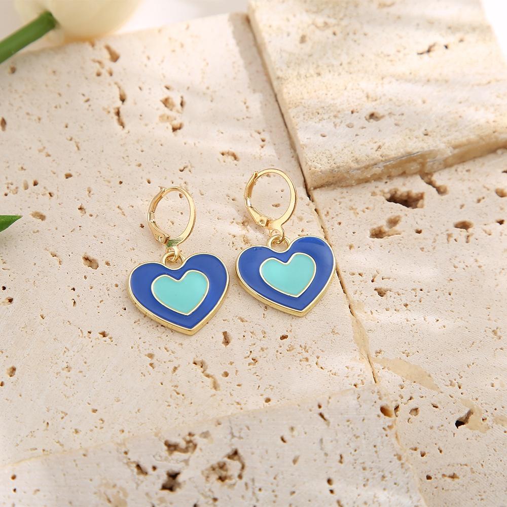 iF ME Einfache Creolen tropfen Öl Doppel Herz Anhänger Ohrring Zubehör Schmuck