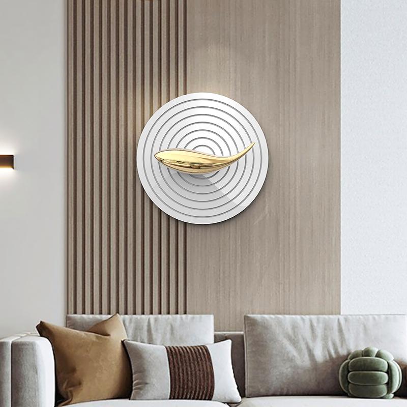Creative Gold Plating Stereo Fish-shaped Wall Hanging Wooden Tray Abstract Fish-shaped Wall Hangings Background Wall Decoration