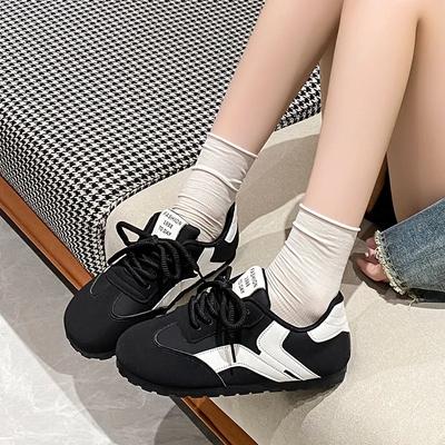 Scarpe da Donna 2024 Scarpe Vulcanizzate da Donna con Lacci Outdoor Sneakers da Donna Punta Rotonda Colori Misti Piatti con Scarpe Casual da Donna