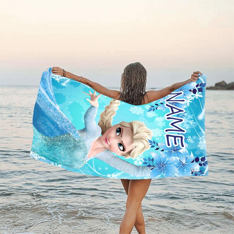 1pc Frozen8 Beach Towel with Custom Name, Beach/Swimming/Bath/Picnic/Camping Towel, Suitable for Seaside Beaches