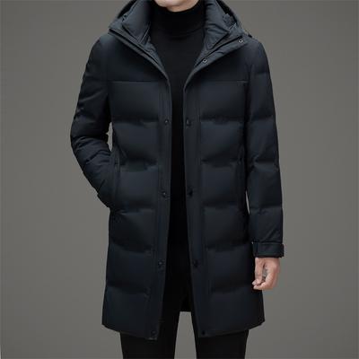 Chaqueta de plumón larga y gruesa con capucha para hombre de mediana edad, de invierno, de plumón de pato blanco, resistente al frío.