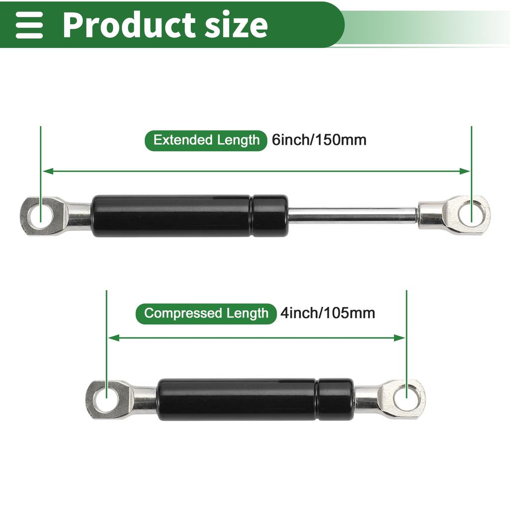 Motoforti Universal Lift Support Strut Gasfedern, 6 Zoll/150mm, 45lb/200N/20kg, Metall Schwarz, 2 Stück