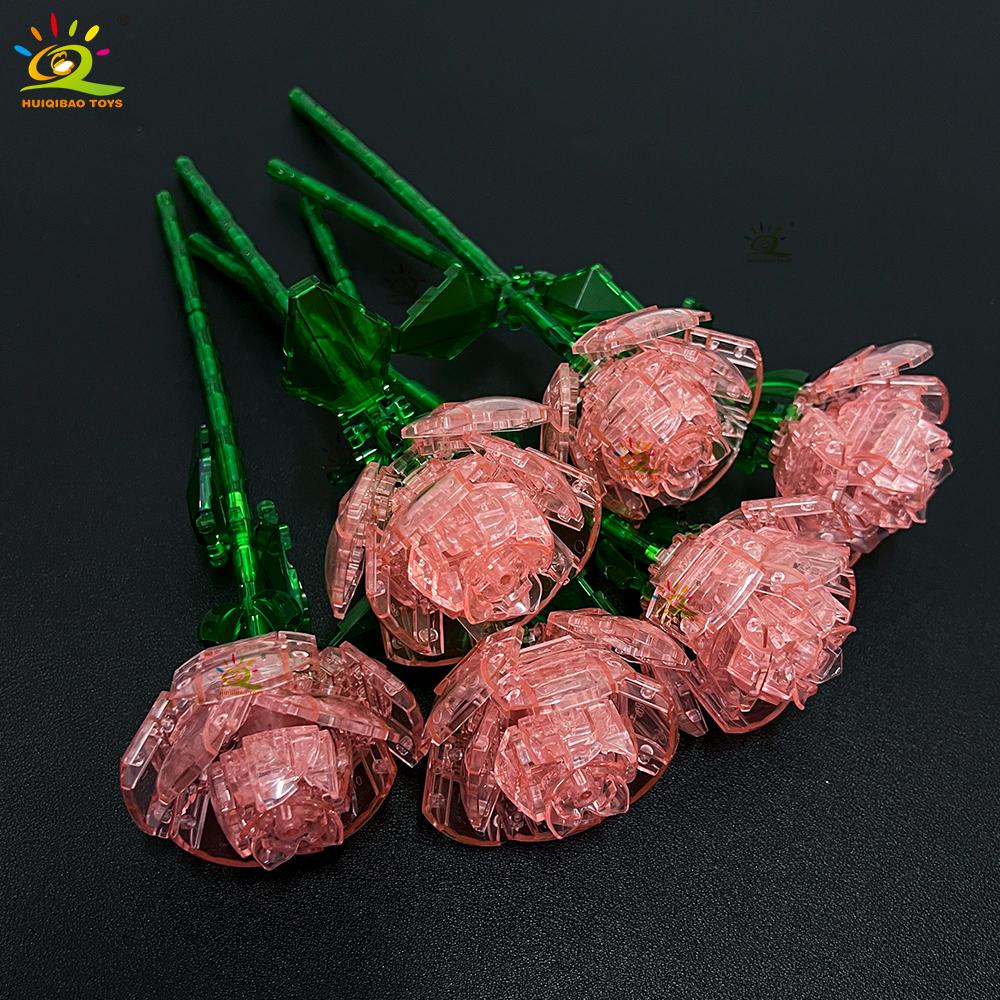 MOC Rose Flower Model Building Blocks DIY Eternal Bouquet Bricks Kits Toy For Children Girl Home Decoration Xmas Gift