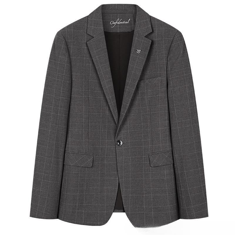 Traje de Cuadros Otoñal Traje de Hombre Corte Slim Versión Coreana de Rufián Juvenil Guapo Traje Casual Abrigo Individual de Negocios Top