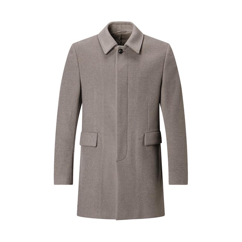 SEPTWOLVES Men's Mid-Length Wool Blend Lapel Overcoat