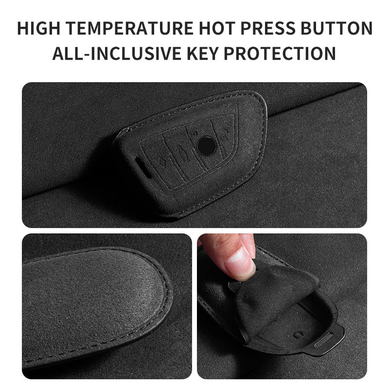 Leather Car Key Case for BMW X1 X3 X5 X6 X7 F20 F15 F16 F48 G20 G30 G01 G02 G05 G11 G32 1 3 7 Series Keychain Suede Accessories