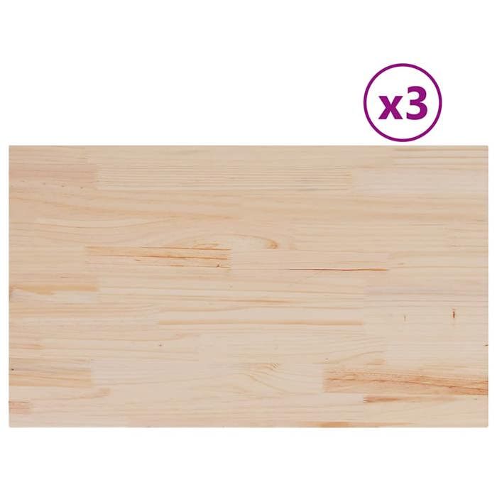 VidaXL Dessus de table 3 pcs 80x47x1,7cm rectangulaire bois pin massif, dessus de table en bois, dessus de table à manger, 847419