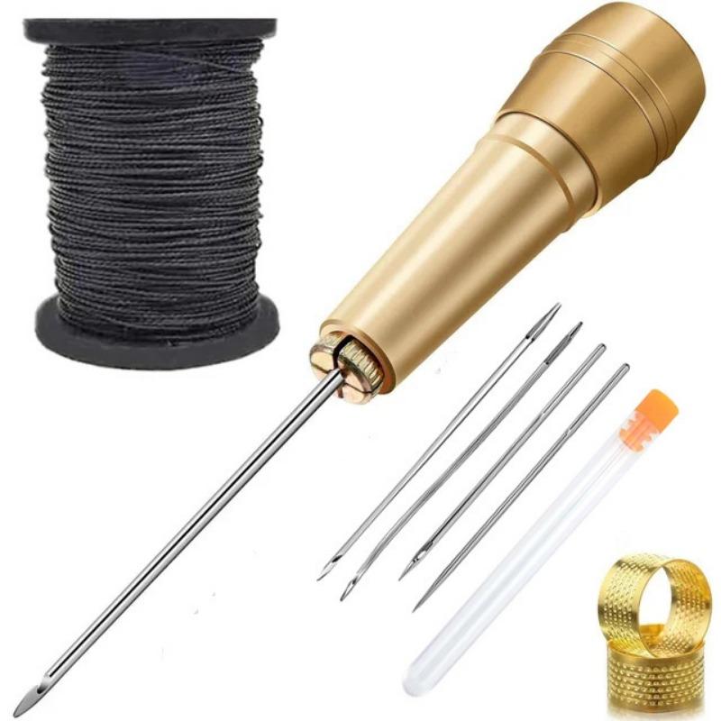 Interchangeable Copper Awl Set Solid Copper Handle Drill Eye Needle Awl Shoe Sole Repair Copper Handle Punch