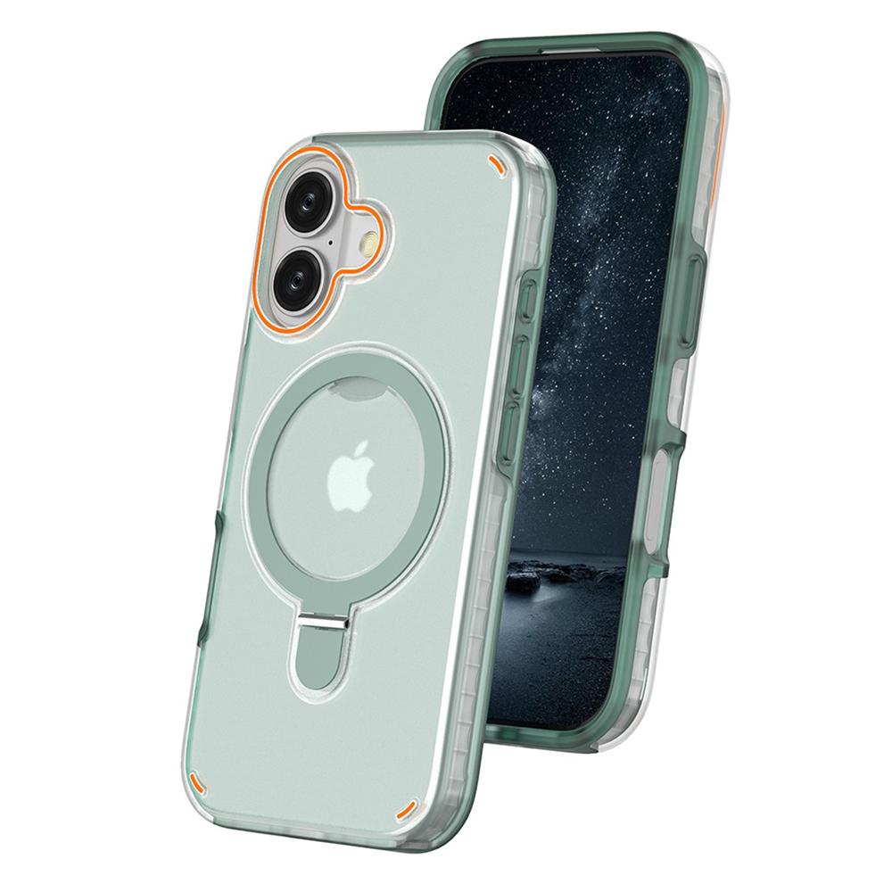 For iPhone 17 Magnetic Case with Kickstand TPU+PC Shockproof Phone Cover